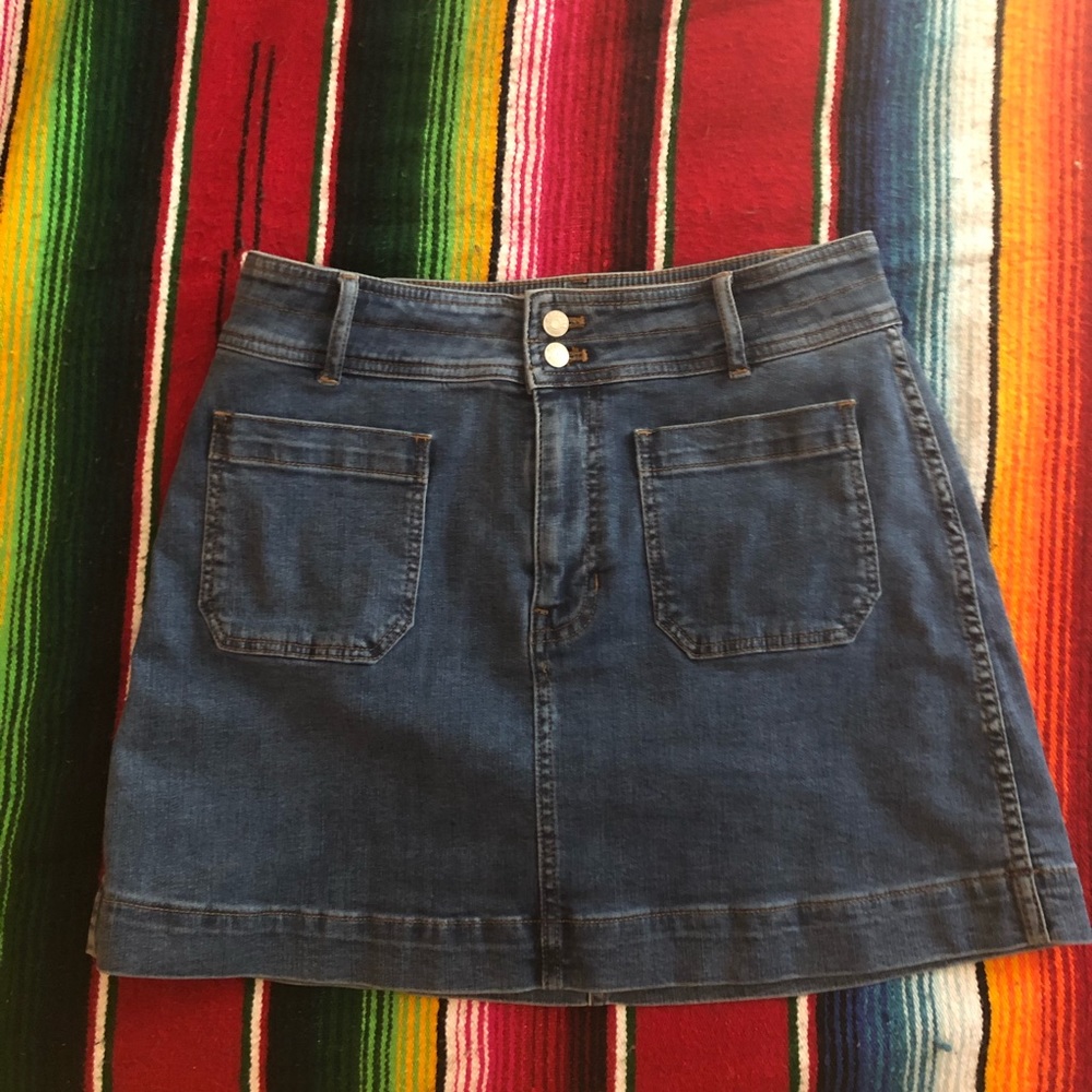 madewell stretch a line denim mini skirt